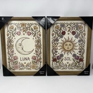 Petal Lane Home Wall Art Set Of Sun And Moon New 16 X 12